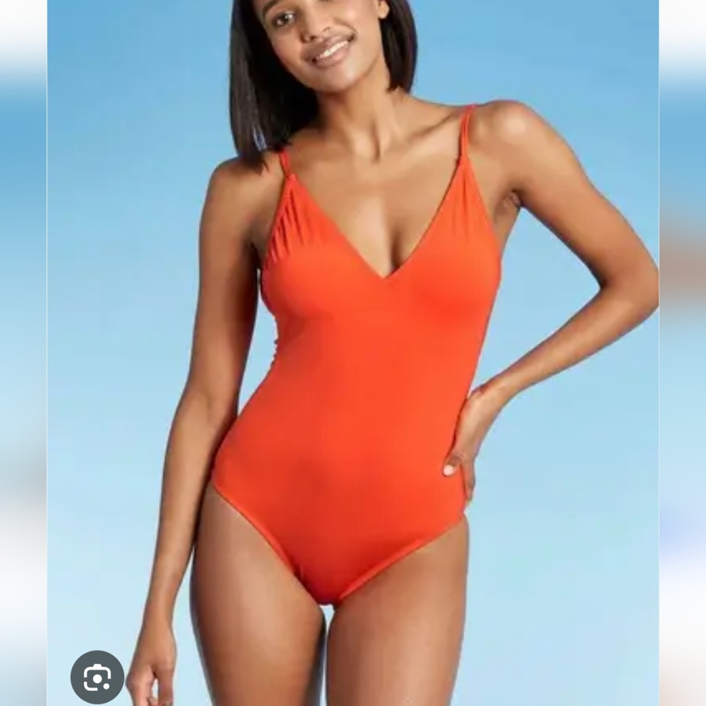 Kona Sol Orange Medium Coverage One Piece Swimsuit